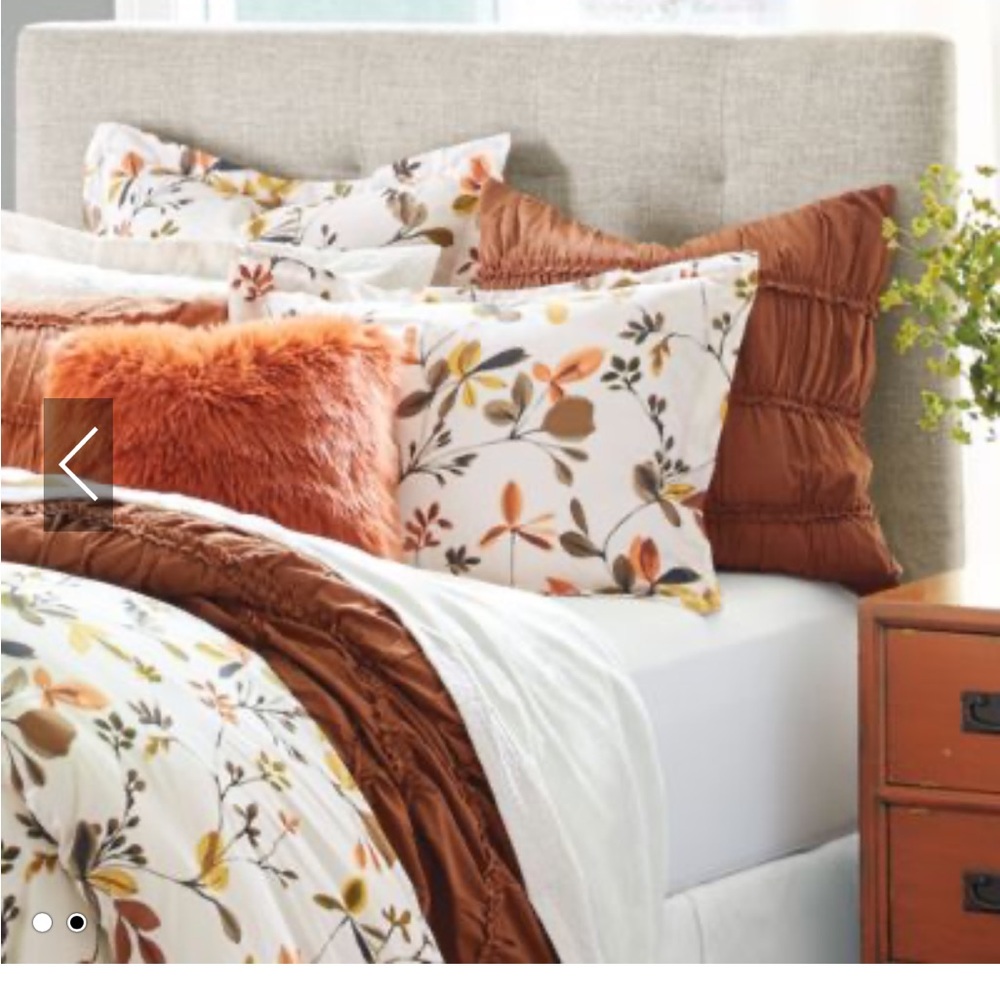 Grandin Road Ruched Solid Color Cinnamon Bedding Collection King Duvet and Shams